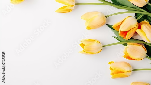 Wallpaper Mural yellow tulips on white background,  Torontodigital.ca