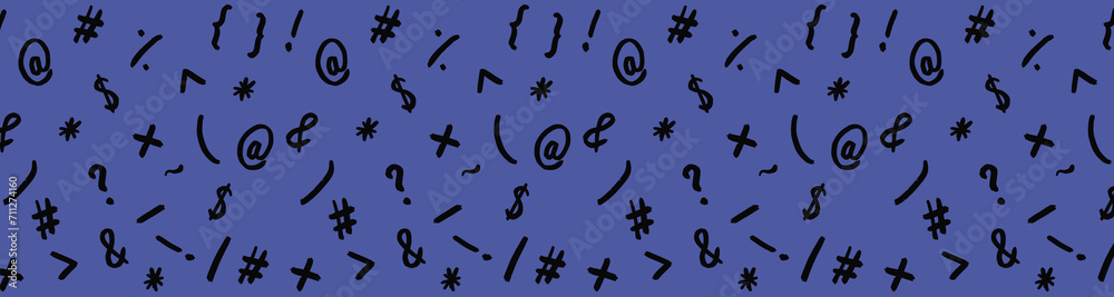 pattern with the image of keyboard symbols. Punctuation marks. Template for applying to the surface. blue violet background. Template for interior design, websites or promotional materials. pattern with the image of keyboard symbols. Punctuation marks. Template for applying to the surface. blue violet background. Template for interior design, websites or promotional materials.