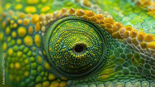 The texture of a chameleons skin up close small ps and ridges creating a perfect pattern that mimics the s and texture of the foliag photo