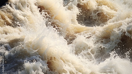 A mesmerizing closeup of water rushing with unbridled strength during a flood.