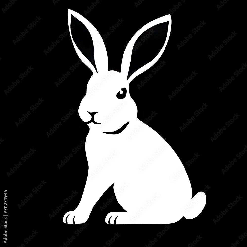 Obraz premium Black and White Cute Rabbit Illustration