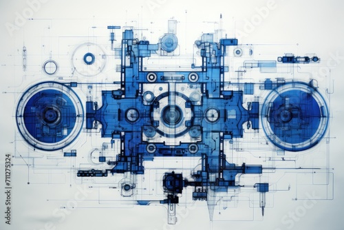 A computer-generated image of a high-quality speaker system designed for immersive audio experiences, Complex blueprints of a drone illustrated abstractly, AI Generated