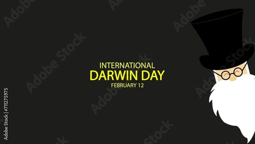 Darwin Day International Science and Humanism Day portrait, art video illustration. photo