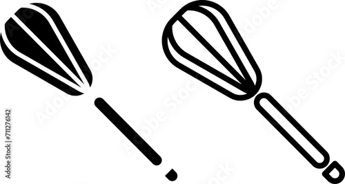 whisk icon, sign, or symbol in glyph and line style isolated on transparent background. Vector illustration