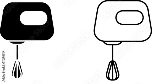 hand mixer icon, sign, or symbol in glyph and line style isolated on transparent background. Vector illustration
