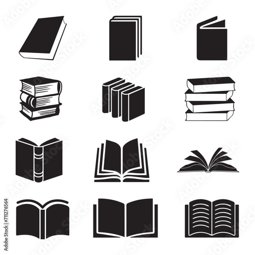 set of books icon silhouette vector eps 