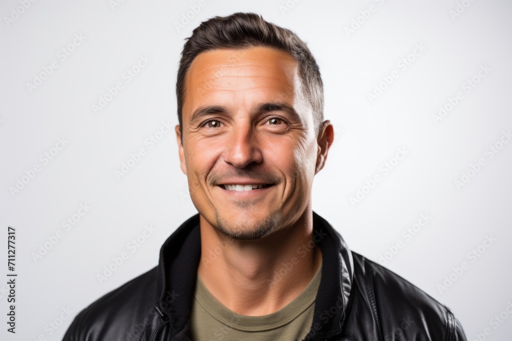 Portrait of a happy middle-aged man on a gray background Portrait of a happy middle-aged man on a gray background