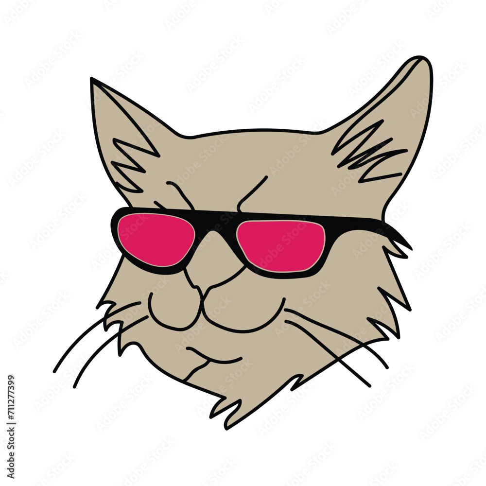 illustration of cute smiling Cat in sunglasses vector eps