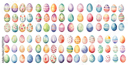 Set of Easter Eggs and Grass, generated ai