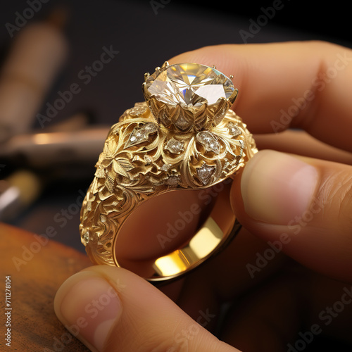Jeweller hand crafting an ring photo