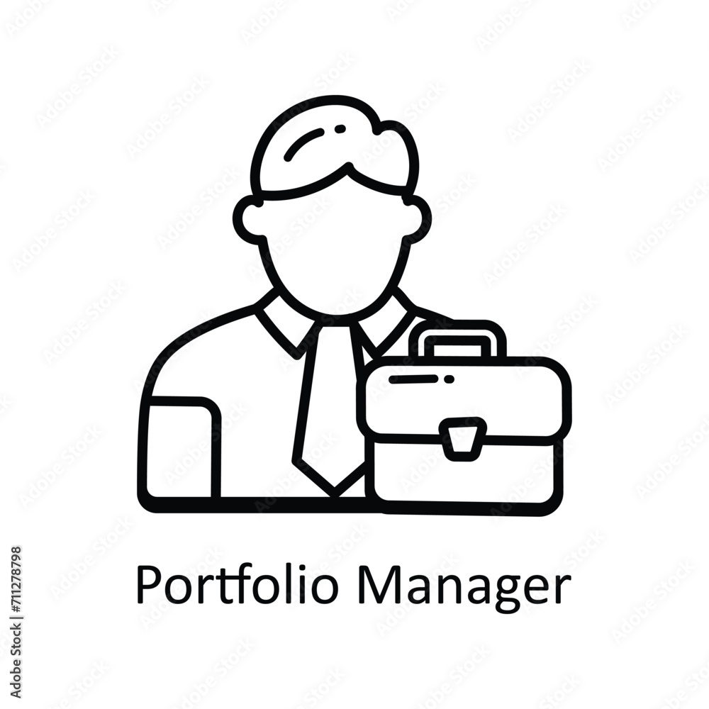 Portfolio Manager vector  outline doodle Design illustration. Symbol on White background EPS 10 File