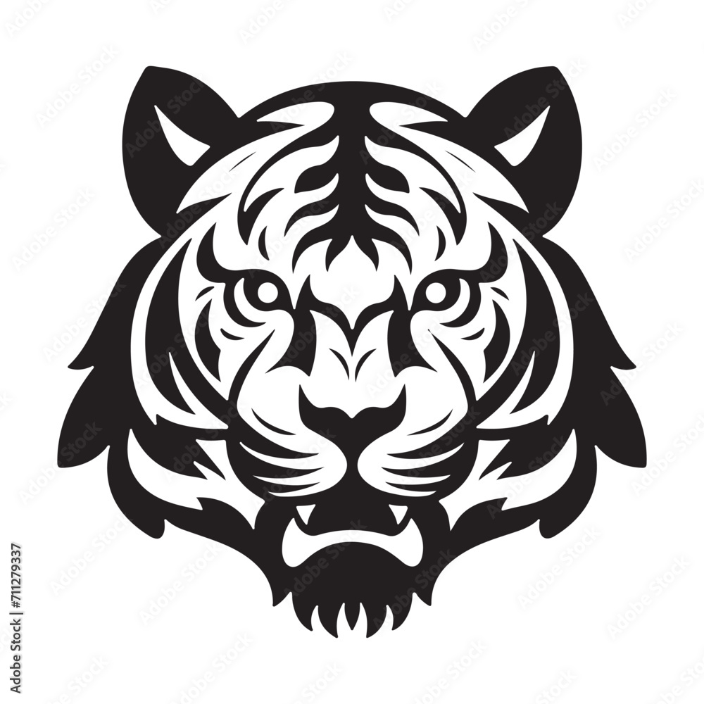 Obraz premium Tiger face silhouettes vector illustration