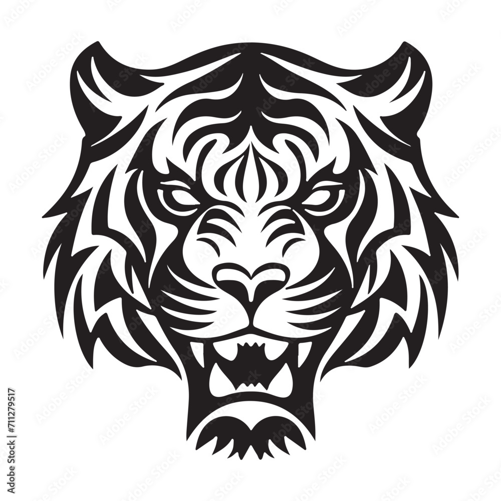 Tiger face silhouettes vector illustration