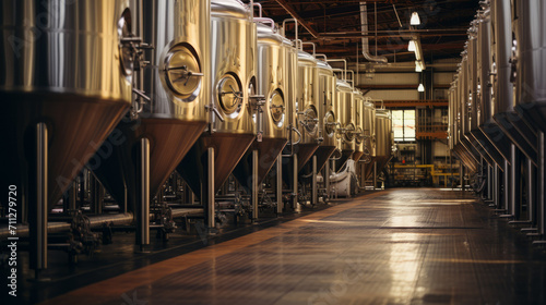 A brewery, an industrial plant for the production of alcoholic beverages from the inside.