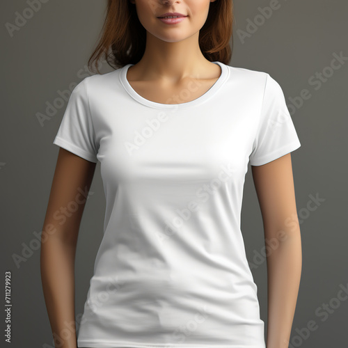 Round neck white t-shirt for women