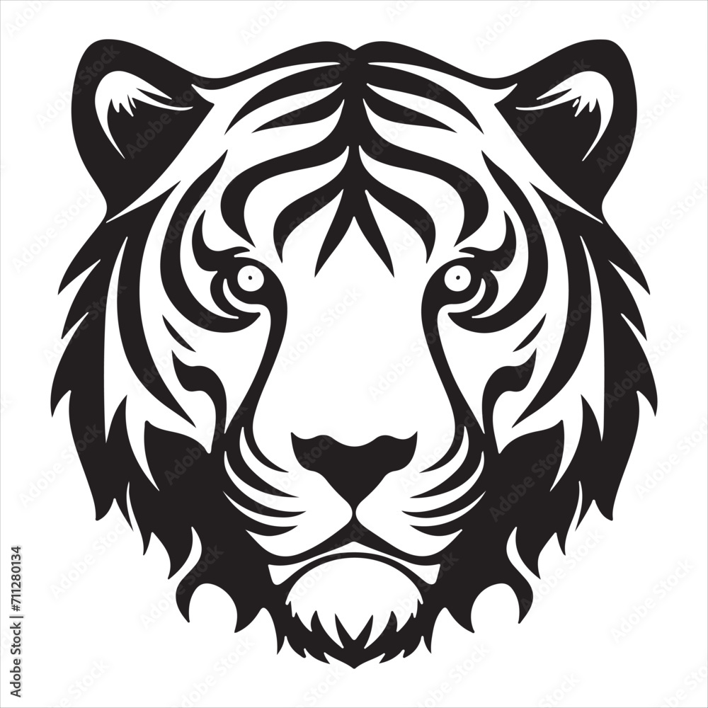 Tiger face silhouettes vector illustration