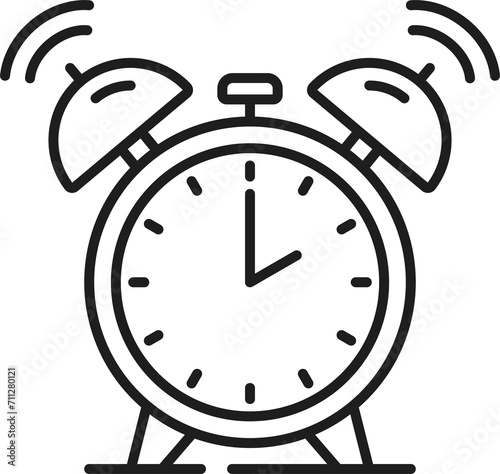 Wake up call line icon. Retro alarm clock outline