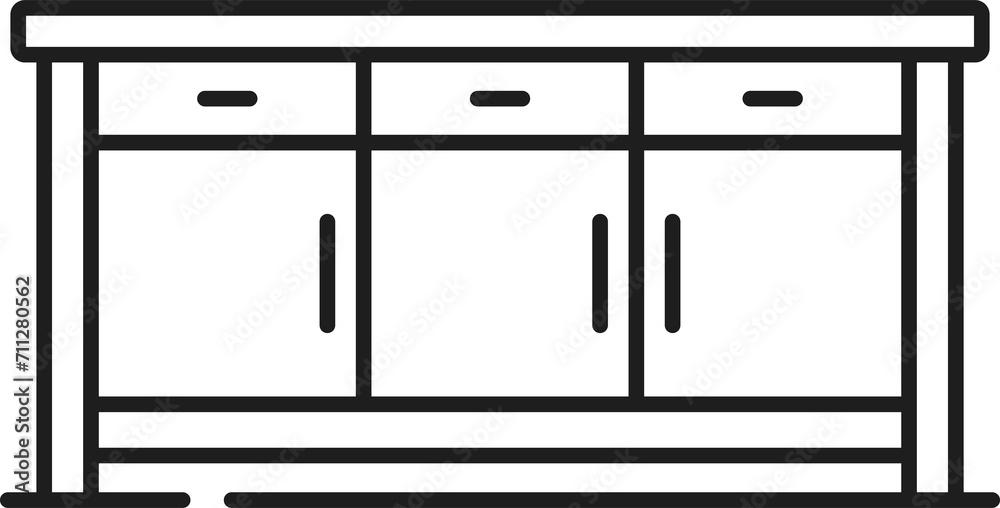 Sideboard home interior furniture isolated icon Sideboard home interior furniture isolated icon