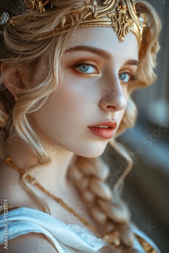 Woman in the Goddess Ancient Roman Empire Beauty Style - Beautiful Goddess Girl Background created with Generative AI Technology