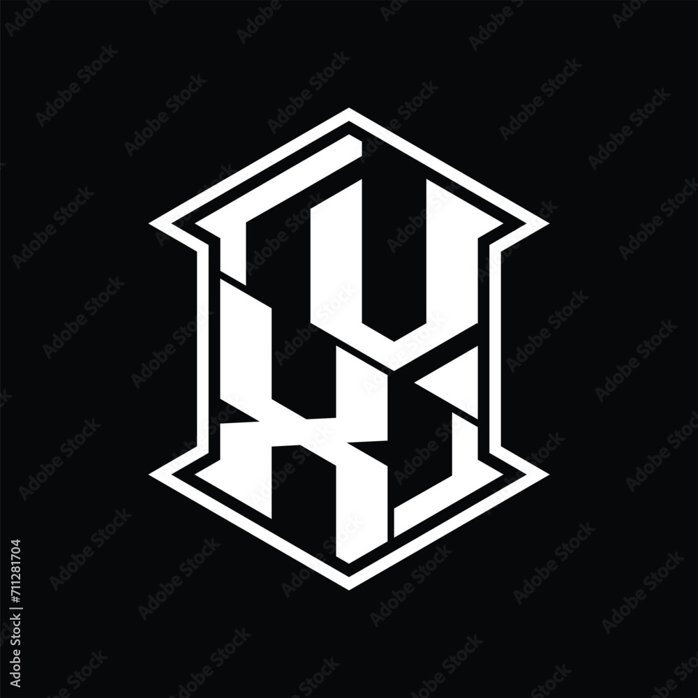 VX Logo monogram hexagon shield shape up and down with sharp corner isolated style design VX Logo monogram hexagon shield shape up and down with sharp corner isolated style design