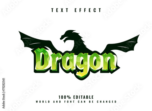 Fantasy dragon game logo title text effect with playful modern style and dragon silhouette
