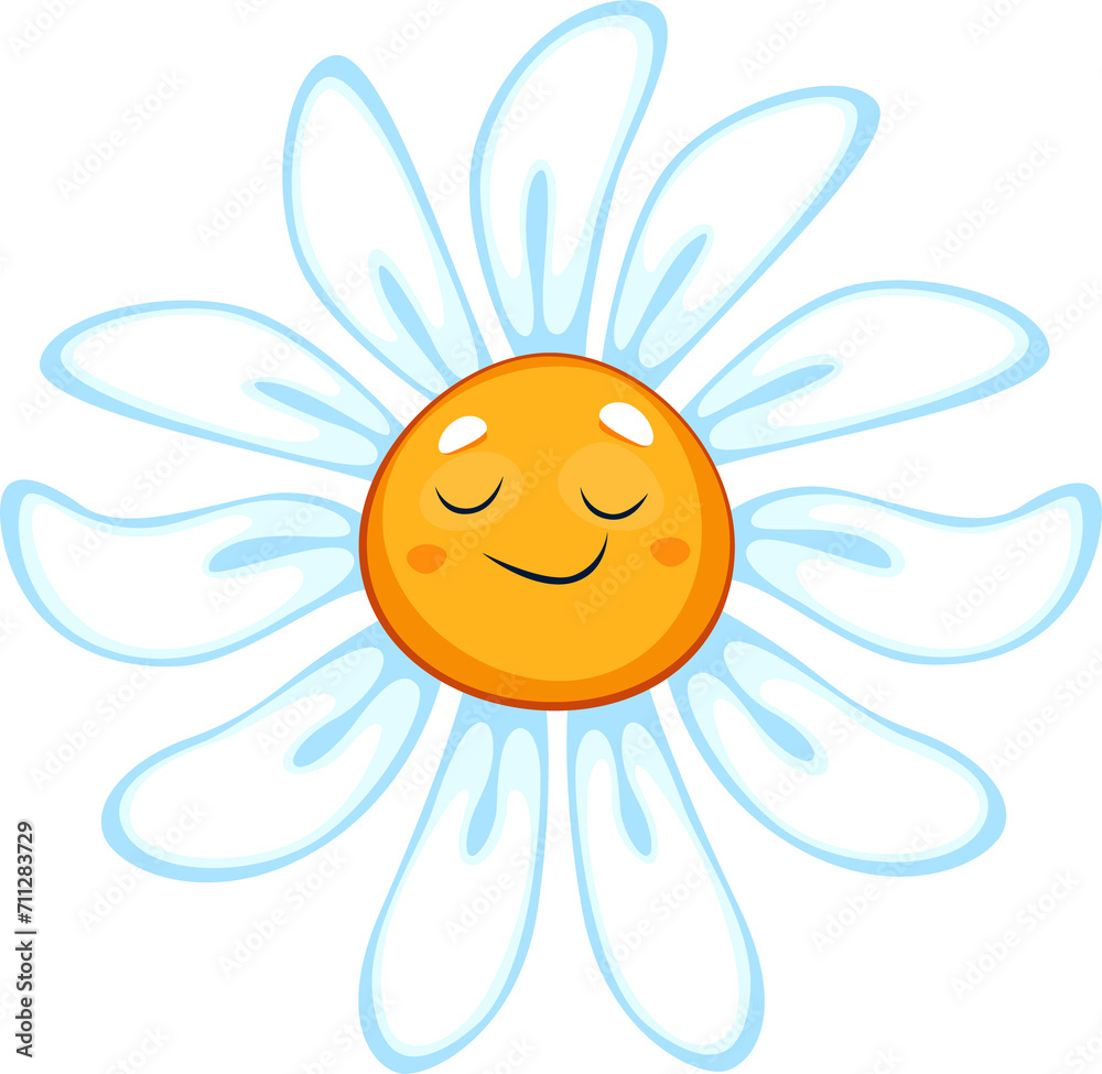 Chamomile funny cartoon flower with smiling face Chamomile funny cartoon flower with smiling face