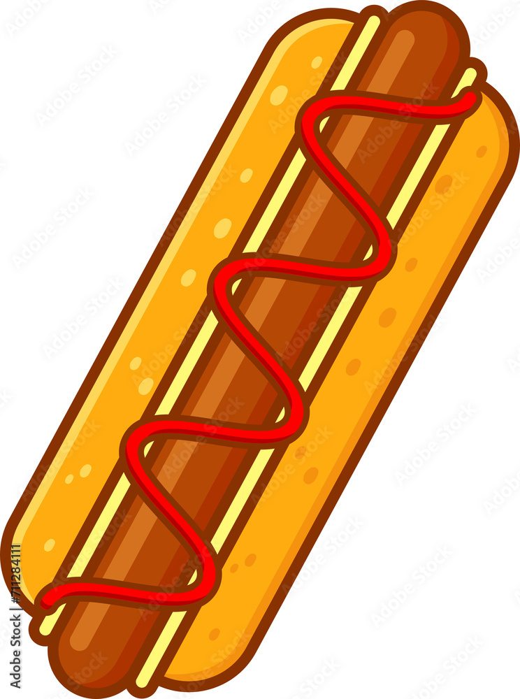 Bun with sausage isolated hotdog fastfood snack Bun with sausage isolated hotdog fastfood snack