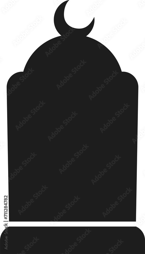Gravestone silhouette tombstone with crescent moon Gravestone silhouette tombstone with crescent moon