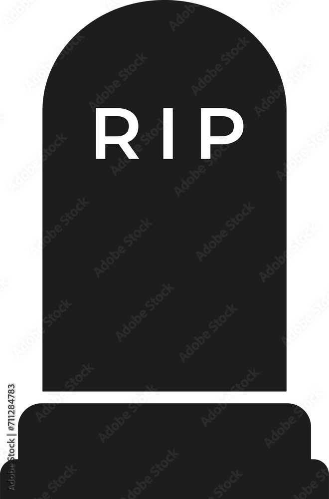 Gravestone silhouette, tombstone with RIP sign Gravestone silhouette, tombstone with RIP sign