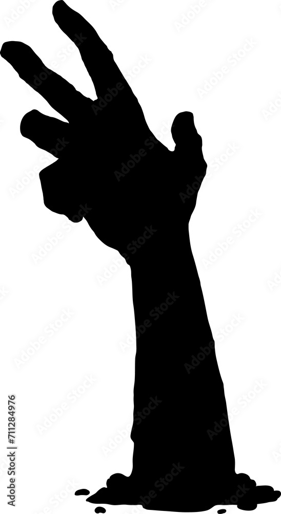 Zombie hand black silhouette, Halloween icon Zombie hand black silhouette, Halloween icon