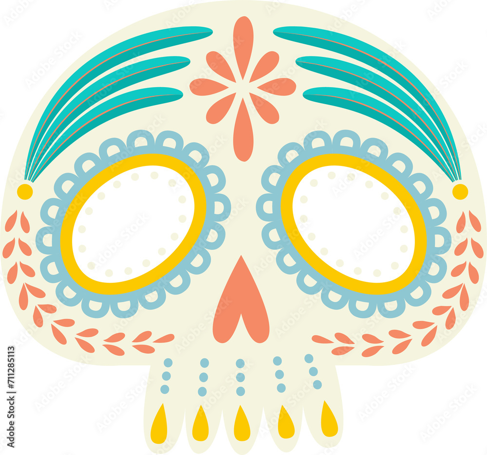 Sugar skull cartoon mexican calavera isolated head Sugar skull cartoon mexican calavera isolated head