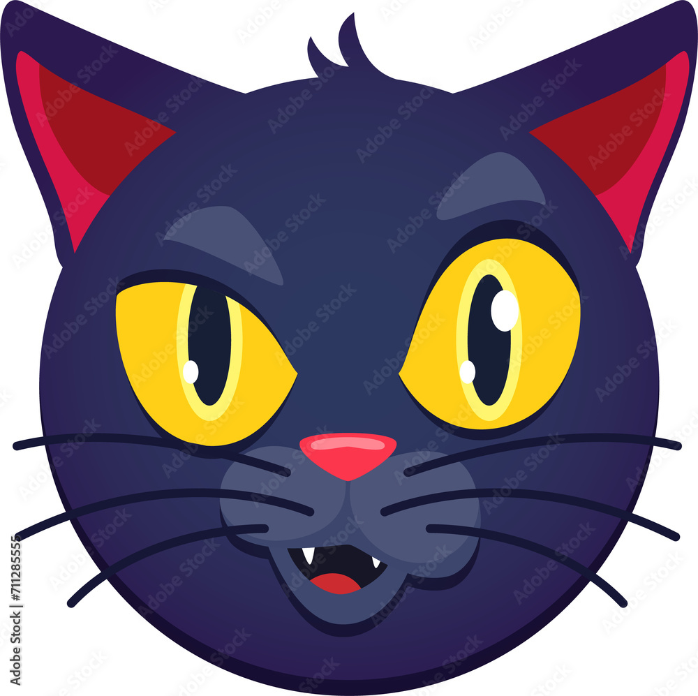 Cartoon Halloween emoji, cute black cat animal Cartoon Halloween emoji, cute black cat animal