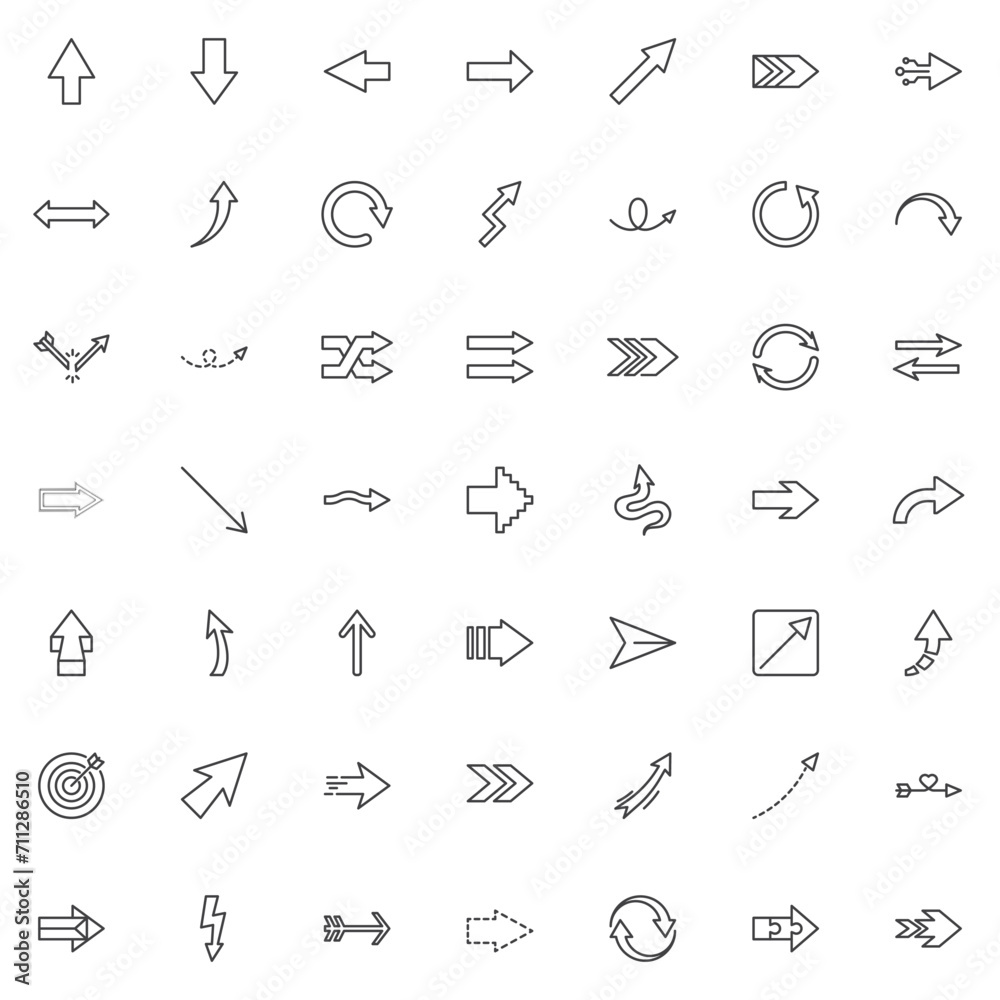 Arrows line icons set