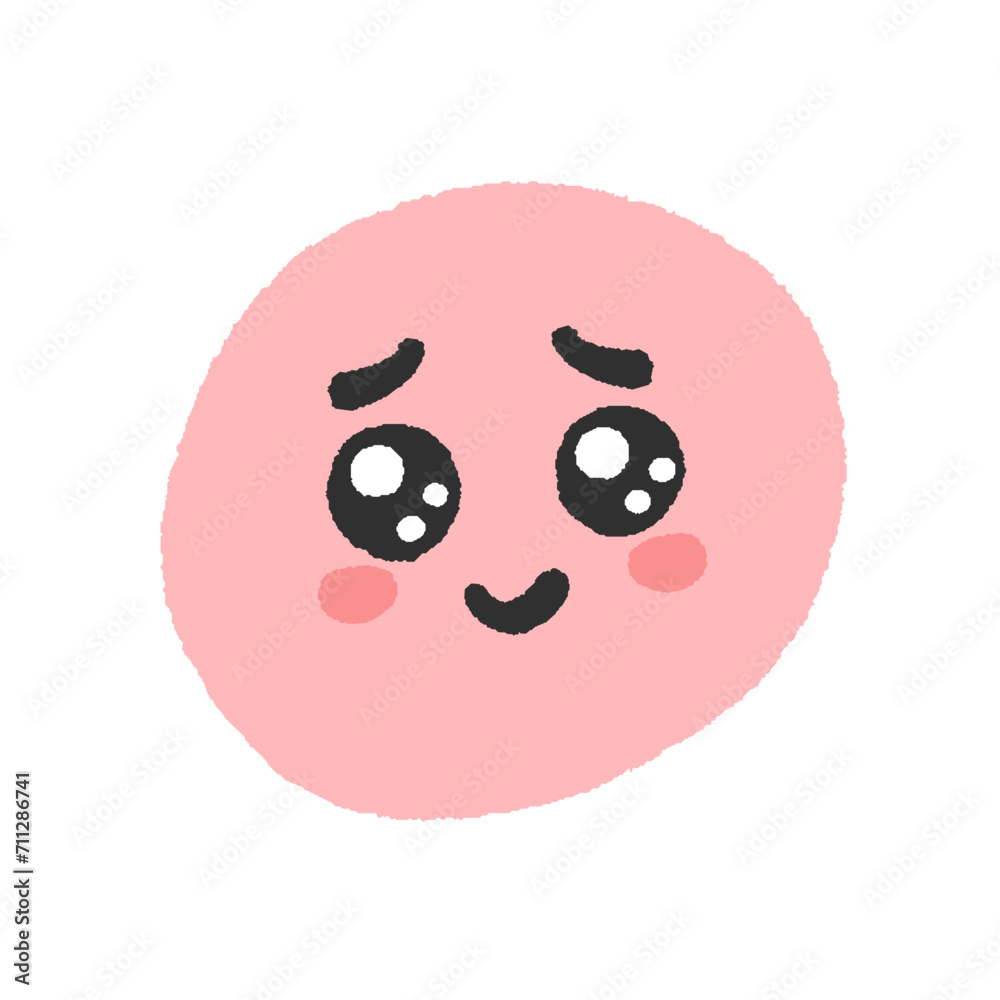うるうるの目で微笑んでいるかわいい手書きの絵文字 - 嬉しそうなぴえんな笑顔のデザイン素材 うるうるの目で微笑んでいるかわいい手書きの絵文字 - 嬉しそうなぴえんな笑顔のデザイン素材