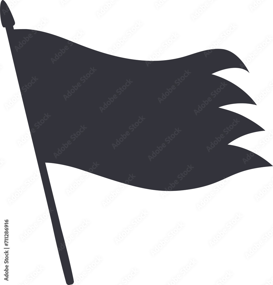 Retro pennant flag silhouette, flagpole banner