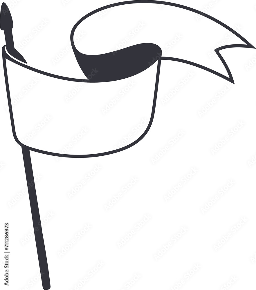 Waving banner outline, flag on flagpole Waving banner outline, flag on flagpole