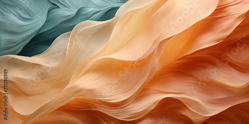 Abstract peach and teal colors waves, digital art