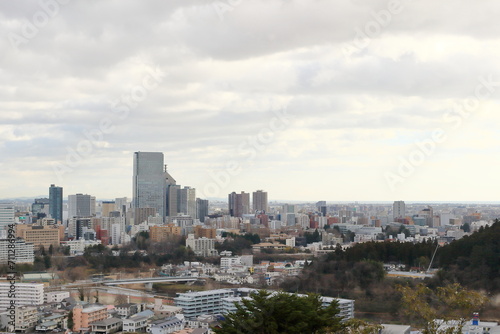 仙台城址からの仙台市街の風景