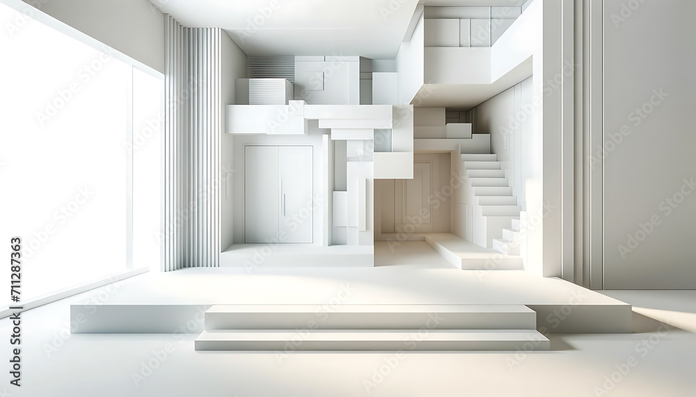 Obraz premium Minimal abstract white room architecture background