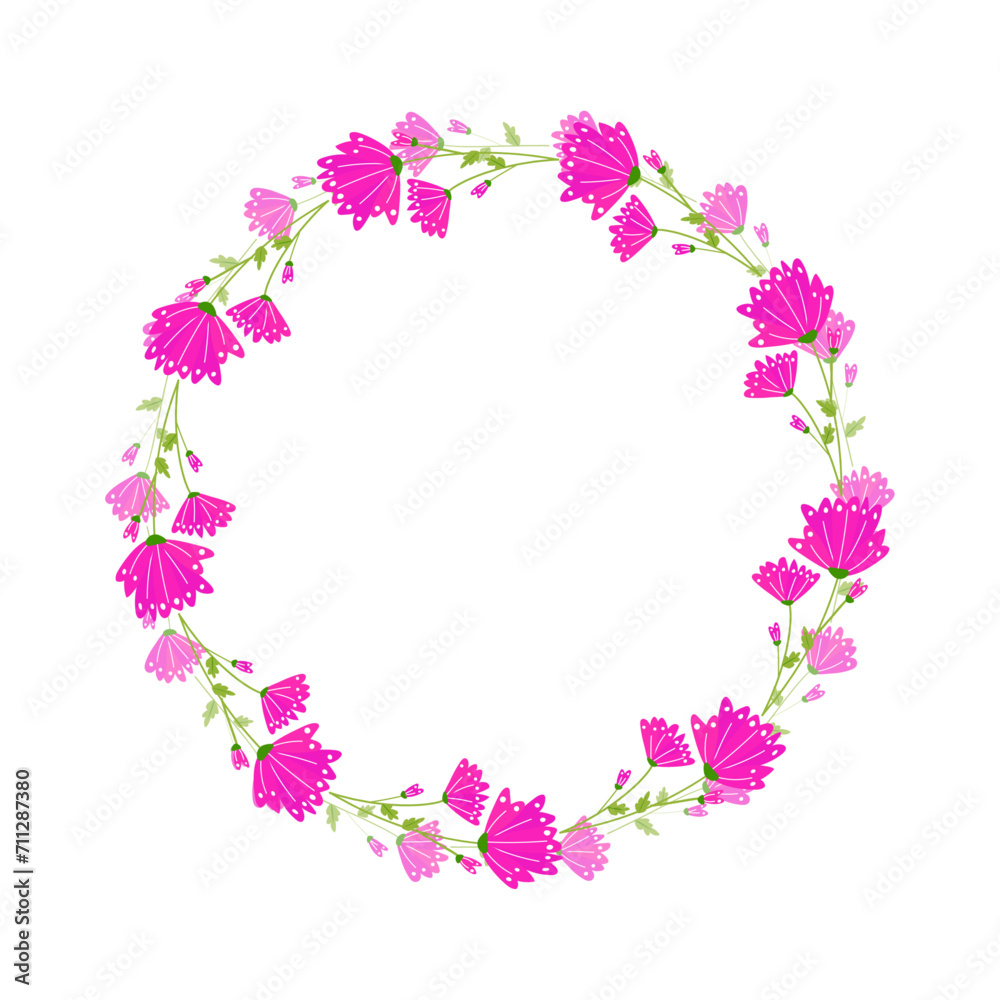 Vector hand drawn floral wreath on white background Vector hand drawn floral wreath on white background