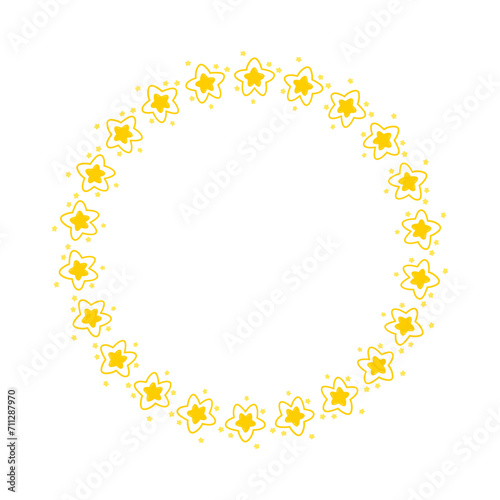 Vector golden circle frame with stars design element