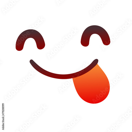 Vector yummy smile emoji with tongue lick mouth