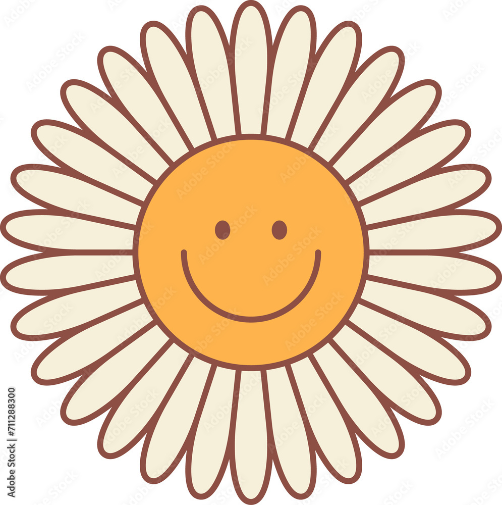 Retro groovy daisy flower bud exude vibrant energy Retro groovy daisy flower bud exude vibrant energy