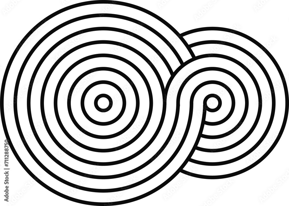 Naklejka premium Geometric minimal circles, stripy zen shape