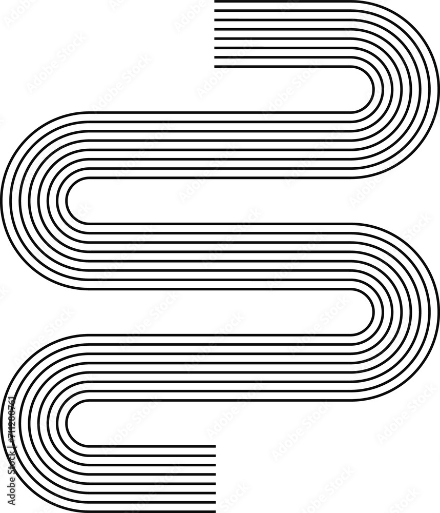 Geometric curved lines, stripy zen shape Geometric curved lines, stripy zen shape
