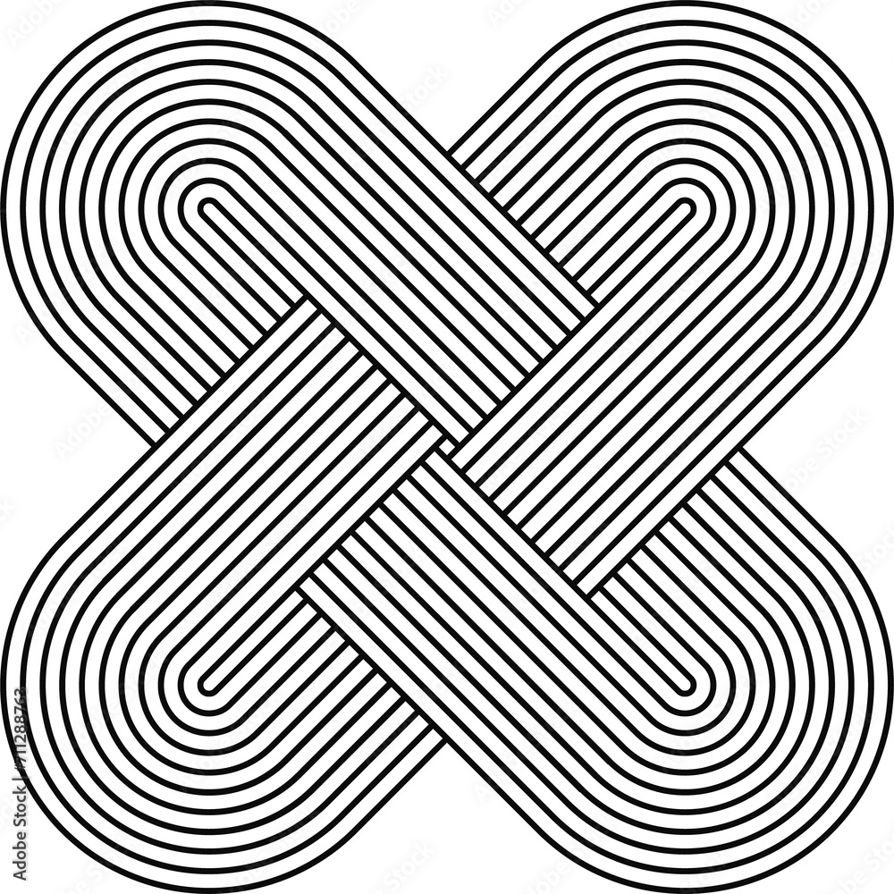 Linear monochrome figure, stripy zen shape