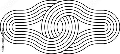Linked abstract stripy zen shape figures