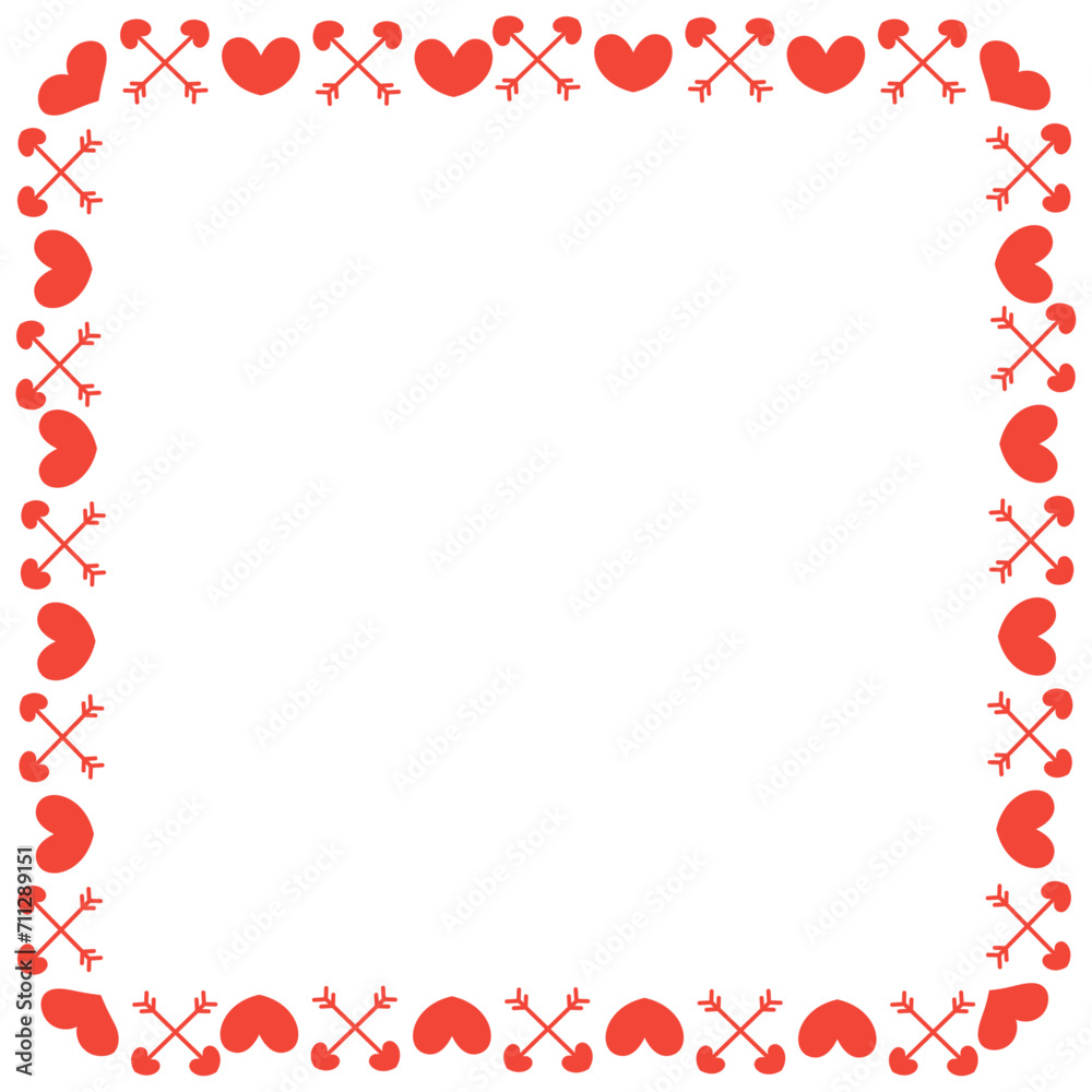 Vector hand drawn hearts border and frame design Vector hand drawn hearts border and frame design