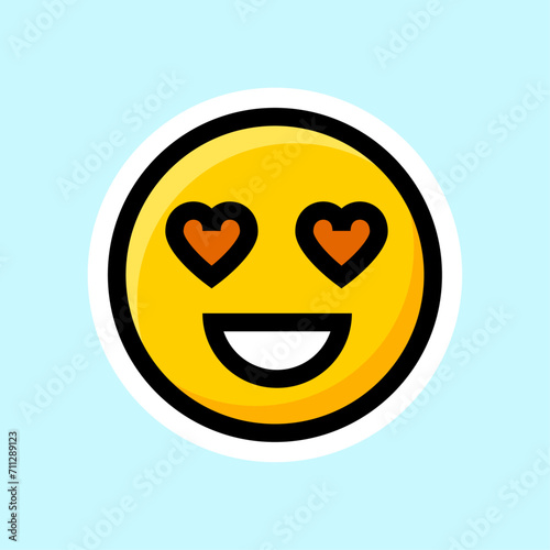 Yellow emoji icon with black outline vector illustration