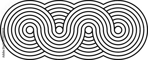 Decorative stripy zen shape, circles